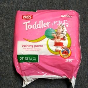 Toddler training pants diapers 2T to 3T new package of 26